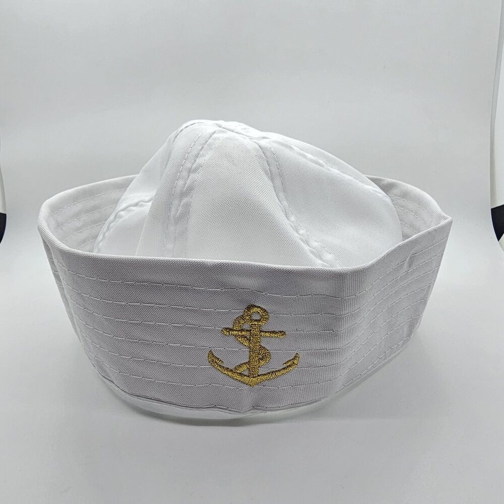 Sailor Hat White Captain Hat Yacht Ship Cap Adult Teen Costume Accessory